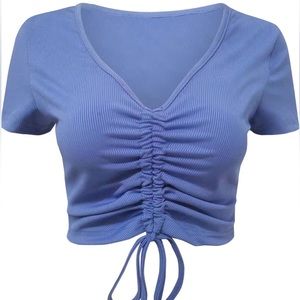 3 for $20 / Blue Ruched Drawstring Top